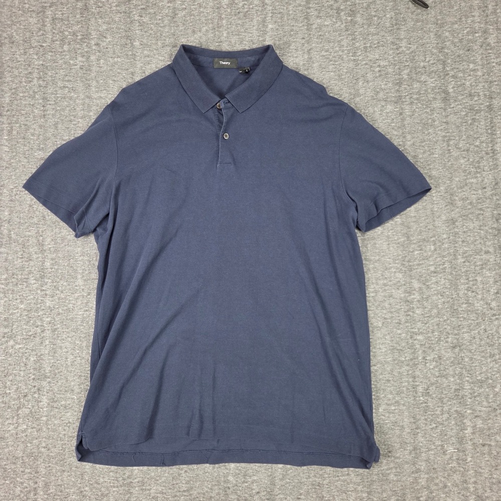 Theory Polo Shirt Mens XL Navy Blue Short Sleeve Sandhurst Flyer Pique